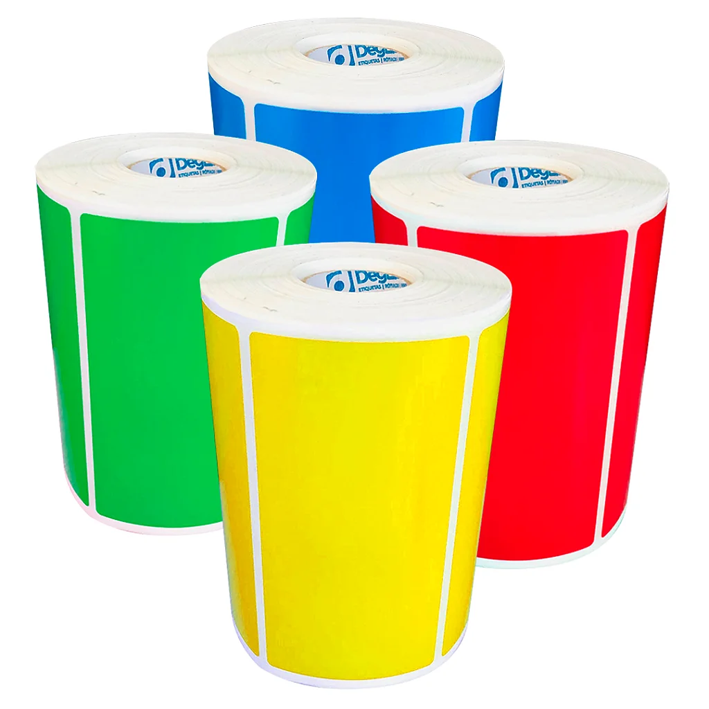 Rolos de etiquetas adesivas coloridas