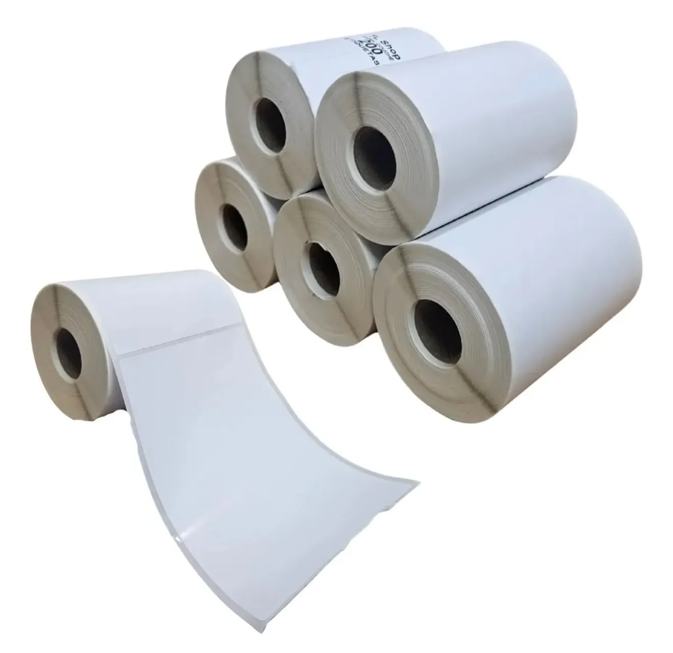 Rolos de etiquetas adesivas brancas